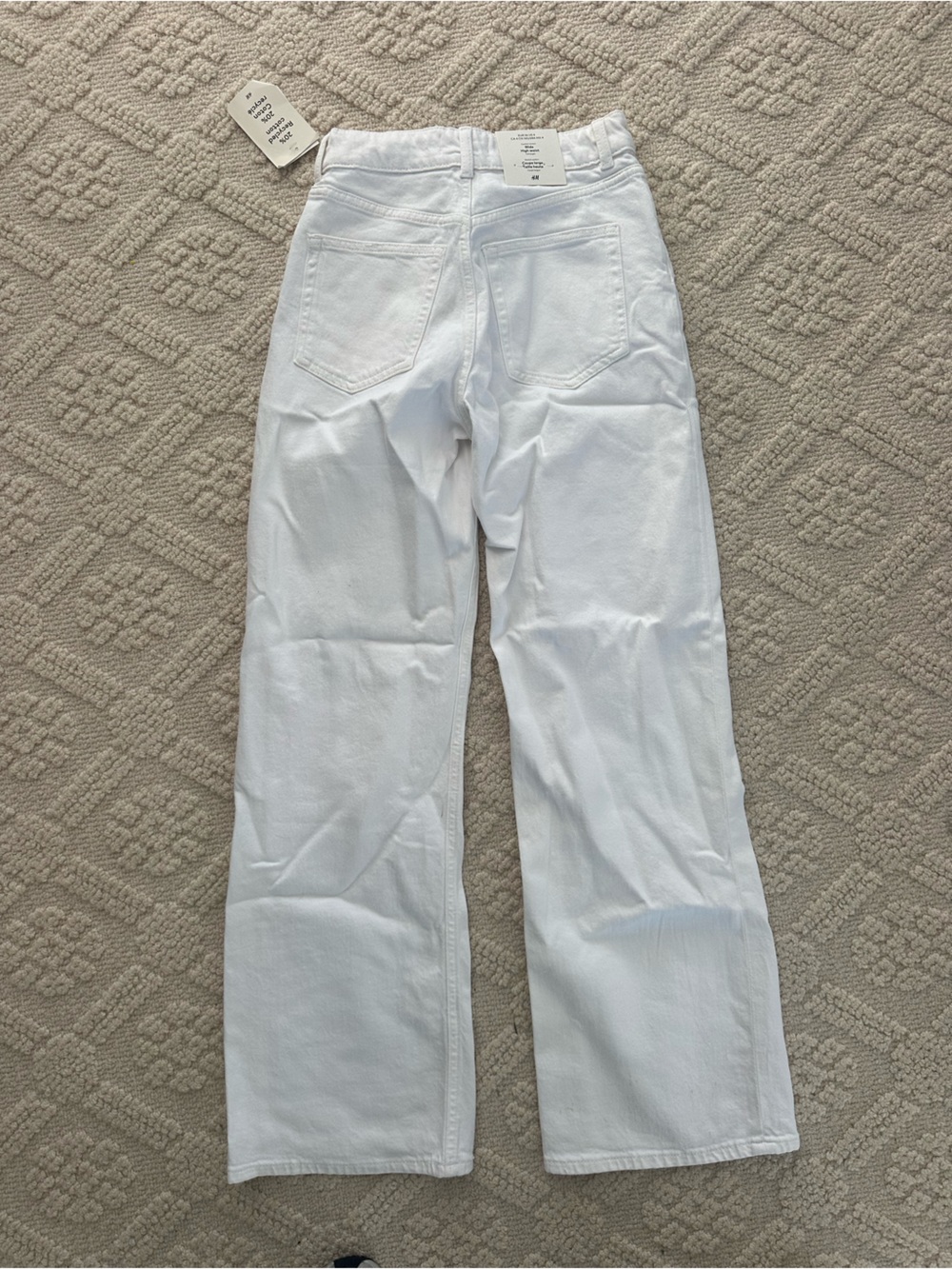 H&M White High Waist Wide Jeans